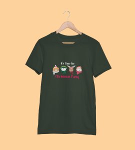 Christmas Party: Motivational Printed T-shirt (Green) Unique Gift For Secret Santa