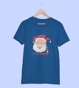Drunkard Santa : Amazingly Printed T-shirt (Blue) Best Gift For Christmas Celebration
