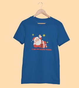 Vacational Santa: Humorously Printed T-shirt (Blue) Best Gift For Secret Santa