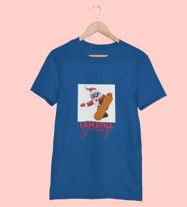 Goofy & Young Santa:Best Printed T-shirt (Blue) Perfect Gift For Boys Girls