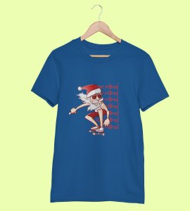 Savage Santa: Cool Printed T-shirt (Blue) Perfect Gift For Secret Santa