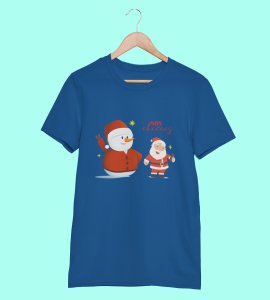 Selfie Santa: Cute Printed T-shirt (Blue) Elegant Gift For Kids