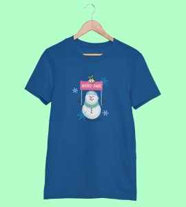 Merry Xmas : Dashing Printed T-shirt (Blue) Best Gift For Secret Santa