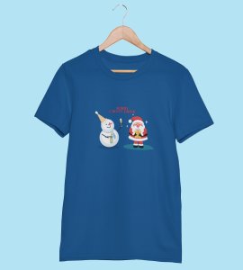 Sober Santa: Funniest Printed T-shirt (Blue) Best Gift For Boys Girls