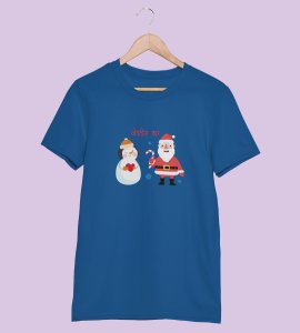 Romantic Santa : Funny Printed T-shirt (Blue) Perfect Gift For Secret Santa