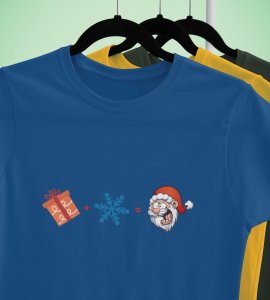 Gift + Winter = Christmas : Romantic Printed T-shirt (Blue) Amazing Gift For Boys Girls