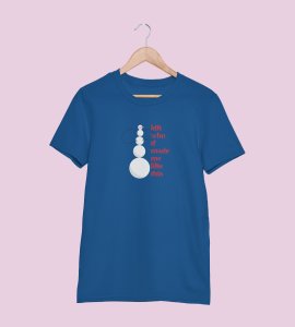Angry Tall Snowman: Cute Snowman Printed T-shirt (Blue) Unique Gift For Secret Santa