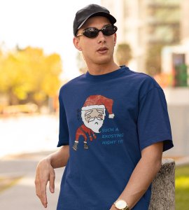 Tired Santa: Best Printed T-shirt (Blue) Best Gift For Kids Boys Girls