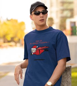 Super Santa : Unique And Funny Printed T-shirt (Blue) Perfect Gift For Boys Girls