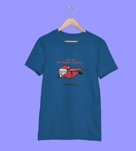 Super Santa : Unique And Funny Printed T-shirt (Blue) Perfect Gift For Boys Girls