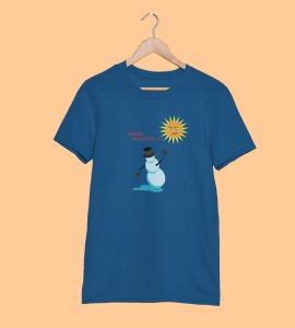 Angry Snowman : Unique Printed T-shirt (Blue) Best Gift For Boys Girls