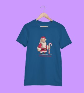 Old Grumpy Santa : Funny Printed T-shirt (Blue) Best Gift For Secret Santa