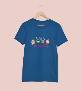 Christmas Party: Motivational Printed T-shirt (Blue) Unique Gift For Secret Santa