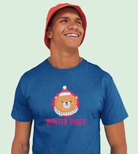 Winter Vibes: Welcome Christmas With(Blue) T-shirt Perfect Gift For Kids Boys Girls