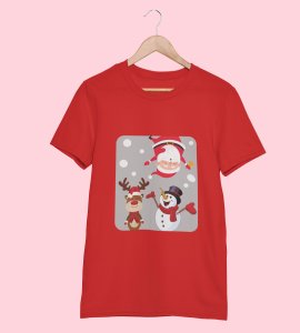 Santa And His Friends: Unwrap Joy with(Red) T-shirt- Durable Printed for Festive Gifts For Boys Girls