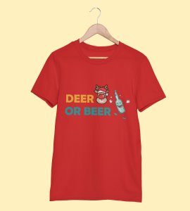 Deer Or Beer: Beautifully Crafted T-shirts(Red) Best Gift for Boys Girls