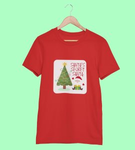 Santa's Secret Santa: Elegantly Printed T-shirt (Red) Perfect Gift For Secret Santa