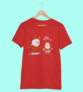 Selfie Santa: Cute Printed T-shirt (Red) Elegant Gift For Kids