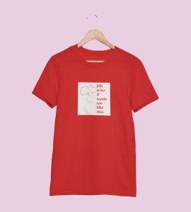 Angry Tall Snowman: Cute Snowman Printed T-shirt (Red) Unique Gift For Secret Santa
