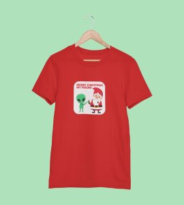 Santa With His Friend : Most Uniquely Printed T-shirt (Red) Best Gift For Boys Girls