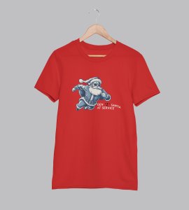 Gen-z Santa At Service : Printed T-shirt (Red) Best Gift For Boys Girls