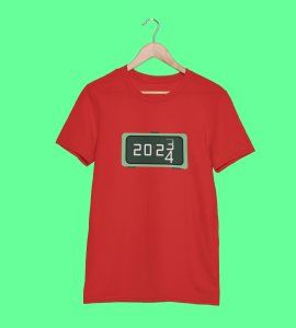 Year Changing Clock : New Year Printed T-shirt (Red) Best Gift For Secret Santa