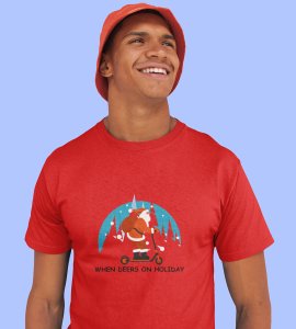 Biker Santa: Unique Printed T-shirt (Red) Perfect Gift For Christmas Boys Girls