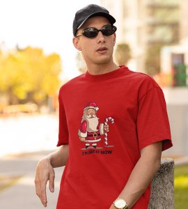 Old Grumpy Santa : Funny Printed T-shirt (Red) Best Gift For Secret Santa