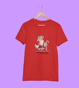 Old Grumpy Santa : Funny Printed T-shirt (Red) Best Gift For Secret Santa
