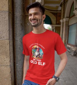 Elderly Elf: Unique Printed T-shirt (Red) Perfect Gift For Boys Girls