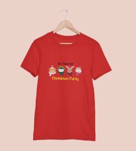Christmas Party: Motivational Printed T-shirt (Red) Unique Gift For Secret Santa