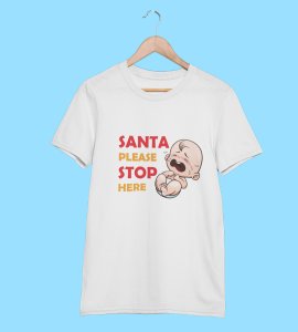 Baby Tears Over Santa(White) Elegantly Printed T-shirt, Best Gift For Boys Girls