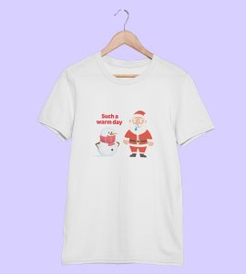 Sneezy Santa: Funny & Cute Printed T-shirt (White) Perfect Gift For Secret Santa