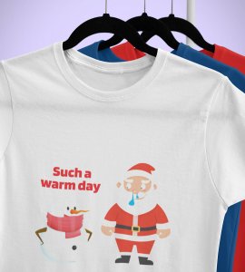 Sneezy Santa: Funny & Cute Printed T-shirt (White) Perfect Gift For Secret Santa
