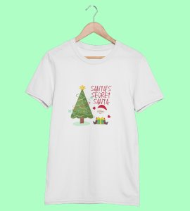 Santa's Secret Santa: Elegantly Printed T-shirt (White) Perfect Gift For Secret Santa