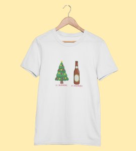 Christmas Cheer Later Chilled Beer: Humorously Printed T-shirt (White) Perfect Gift For Secret Santa