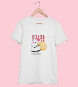 Summer Lover Snowman : Best Printed T-shirt (White) Perfect Gift For Secret Santa For Boys Girls