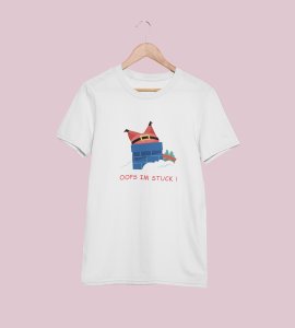Santa Stucked In Chimeny : Best Printed T-shirt Botttle (White) Christmas's Best Gift For Boys Girls