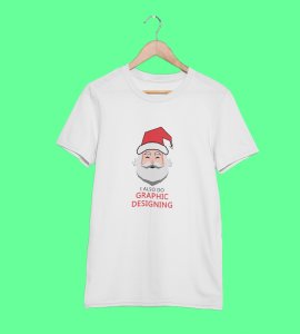 Graphic Lover Santa: Good Vibes Printed T-shirt (White) Unique Gift For New Year Boys Girls
