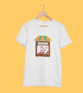 Santa's Gift Shop: Beautifully Printed T-shirt (White) Best Gift For Secret Santa