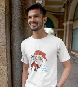 Tired Santa: Best Printed T-shirt (White) Best Gift For Kids Boys Girls