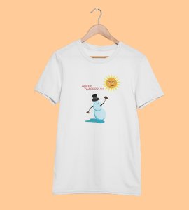 Angry Snowman : Unique Printed T-shirt (White) Best Gift For Boys Girls