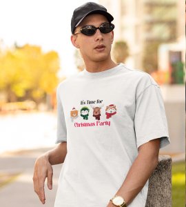 Christmas Party: Motivational Printed T-shirt (White) Unique Gift For Secret Santa