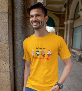 Christmas Party: Motivational Printed T-shirt (Yellow) Unique Gift For Secret Santa