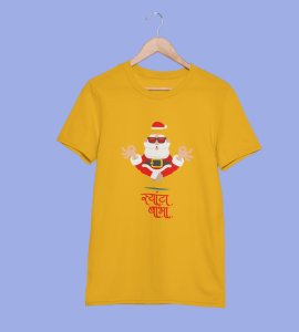 Om Santa Baba: Beautifully Printed T-shirt (Yellow) Best Fift For Secret Santa