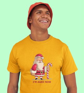 Old Grumpy Santa : Funny Printed T-shirt (Yellow) Best Gift For Secret Santa