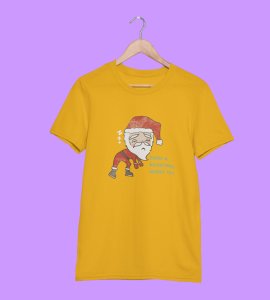 Tired Santa: Best Printed T-shirt (Yellow) Best Gift For Kids Boys Girls