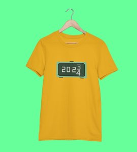 Year Changing Clock : New Year Printed T-shirt (Yellow) Best Gift For Secret Santa