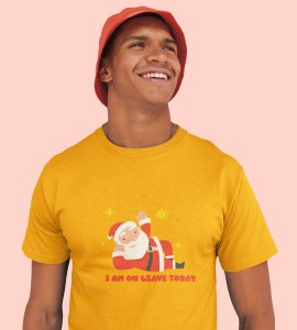 Vacational Santa: Humorously Printed T-shirt (Yellow) Best Gift For Secret Santa