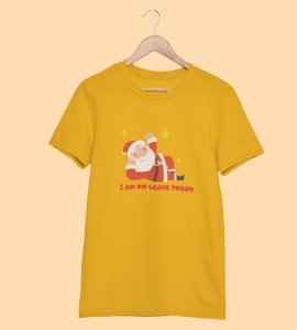 Vacational Santa: Humorously Printed T-shirt (Yellow) Best Gift For Secret Santa